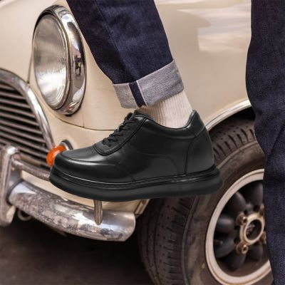CMR CHAMARIPA 9CM נעליים מגביהות לגברים - נעלי עור שחורות בלתי נראות להגדלת גובה