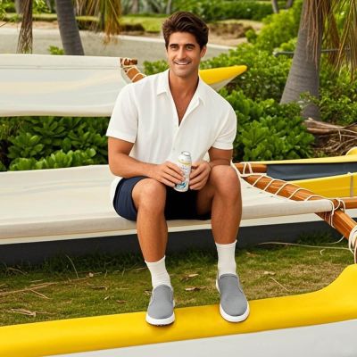 נעליים מגביהות לגברים – מוקסינים מעור נובוק אפור עם הגבהה של 6 ס"מ