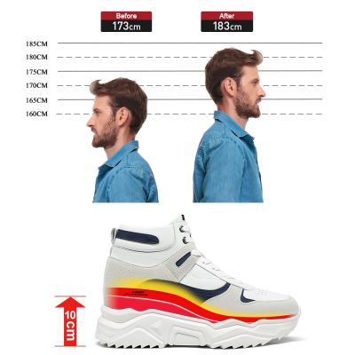 נעליים מגביהות גברים 10ס"מ – סניקרס גבוהות זמש לבנות