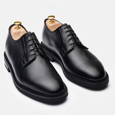 נעלי אלגנטיות לגברים CMR CHAMARIPA מעור עגל שחור | נעלי Bluchers להגדלת גובה 6 ס"מ / 2.36 אינץ'