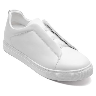 CMR CHAMARIPA נעלי הגבהה לגברים | סניקרס עור Slip-on לבנות Triple Stitch 6 ס"מ